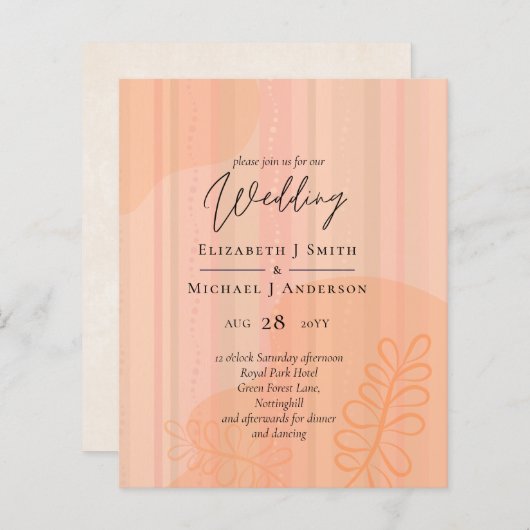 Scandinavische Japandi Modern Abstract Bruiloft (Voorkant / Achterkant)