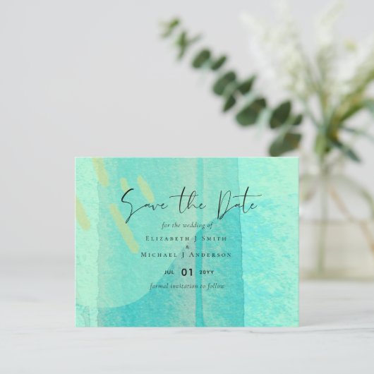 Scandinavische Japandi Modern Abstract Bruiloft Briefkaart (Staand voorkant)