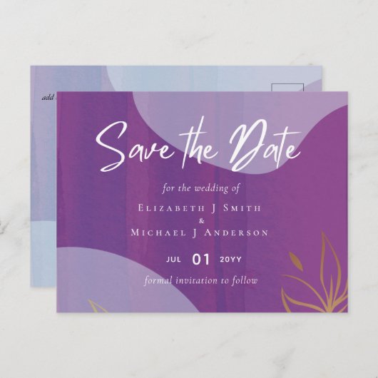 Scandinavische Japandi Modern Abstract Bruiloft Briefkaart (Voorkant / Achterkant)