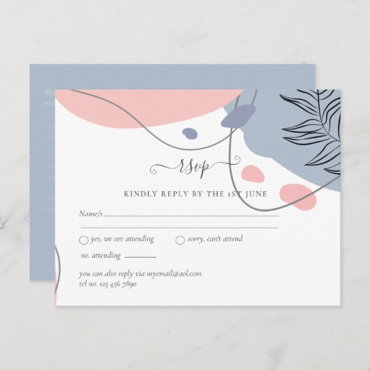 Scandinavische Japandi Modern Abstract Bruiloft Briefkaart (Voorkant / Achterkant)