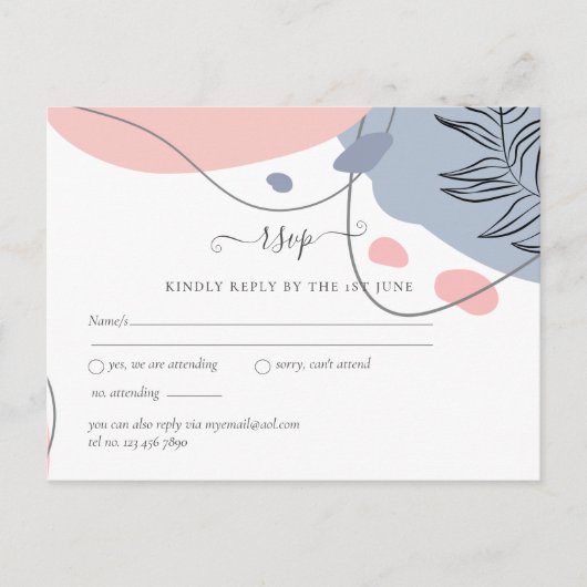 Scandinavische Japandi Modern Abstract Bruiloft Briefkaart (Voorkant)