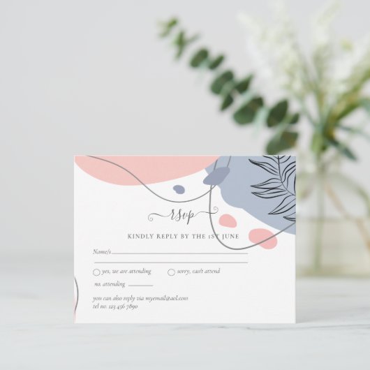 Scandinavische Japandi Modern Abstract Bruiloft Briefkaart (Staand voorkant)