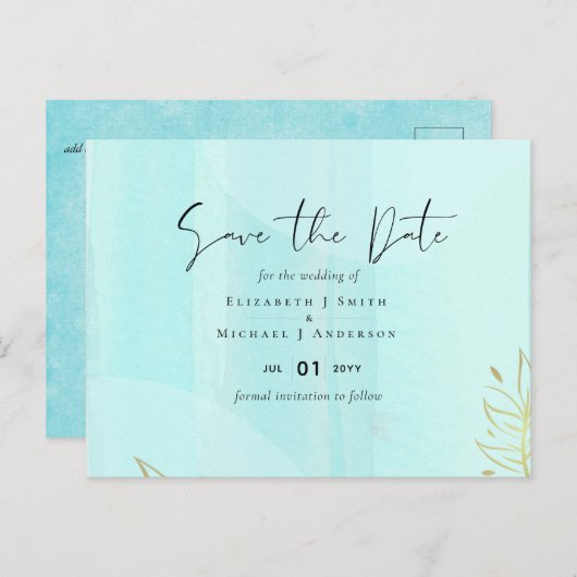 Scandinavische Japandi Modern Abstract Bruiloft Briefkaart (Voorkant / Achterkant)