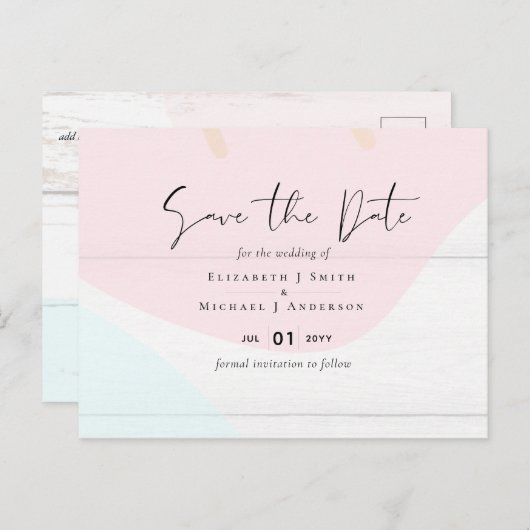 Scandinavische Japandi Modern Abstract Bruiloft Briefkaart (Voorkant / Achterkant)