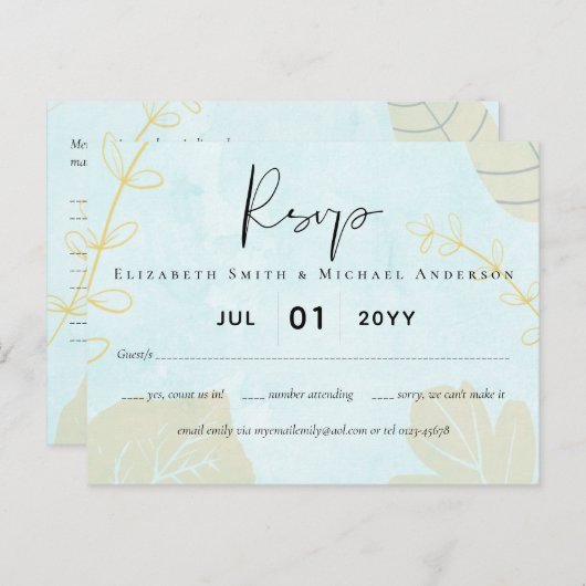 Scandinavische Japandi Modern Abstract Bruiloft Briefkaart (Voorkant / Achterkant)