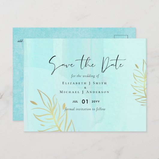 Scandinavische Japandi Modern Abstract Bruiloft Briefkaart (Voorkant / Achterkant)