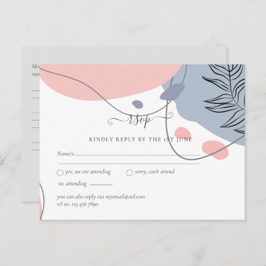 Scandinavische Japandi Modern Abstract Bruiloft Briefkaart (Voorkant / Achterkant)