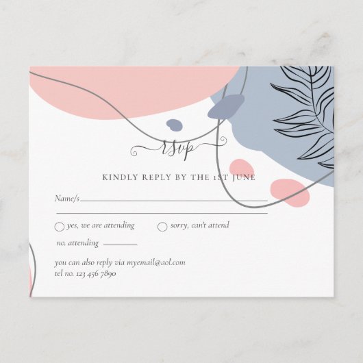 Scandinavische Japandi Modern Abstract Bruiloft Briefkaart (Voorkant)