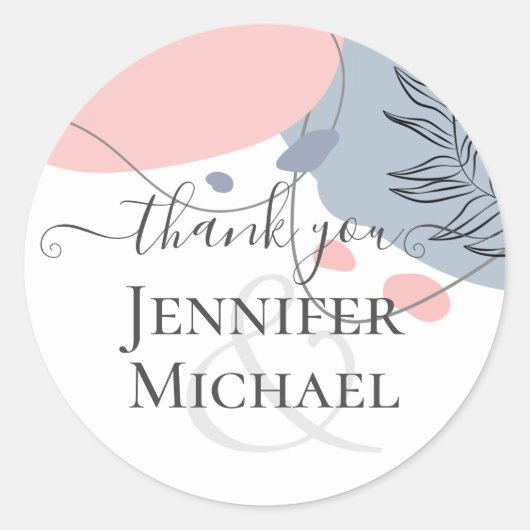 Scandinavische Japandi Modern Abstract Bruiloft Ronde Sticker (Voorkant)