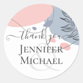 Scandinavische Japandi Modern Abstract Bruiloft Ronde Sticker