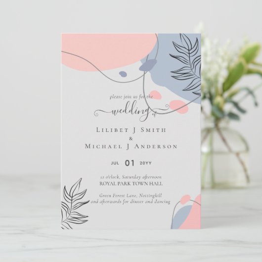 Scandinavische Japandi Moderne Abstracte Bruiloft (Staand voorkant)