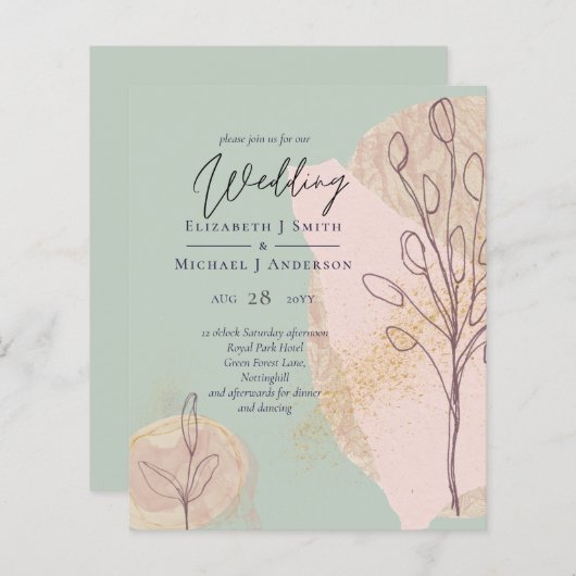 Scandinavische Japandi Moderne Abstracte Bruiloft (Voorkant / Achterkant)