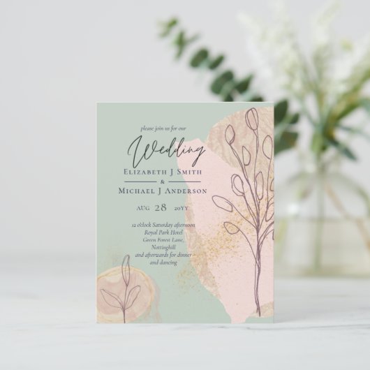 Scandinavische Japandi Moderne Abstracte Bruiloft (Staand voorkant)