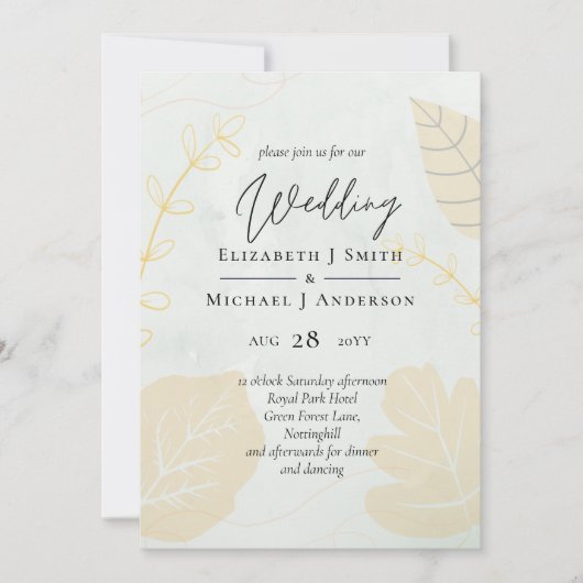 Scandinavische Japandi Moderne Abstracte Bruiloft (Voorkant)