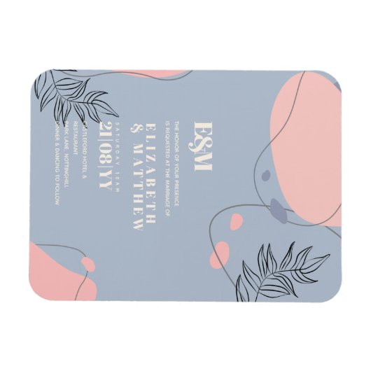 Scandinavische Japandi Moderne Abstracte Bruiloft Magneet (Horizontaal)