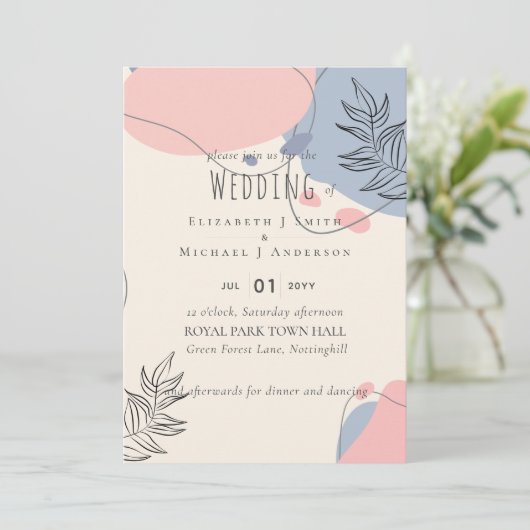 Scandinavische Japandi Moderne Abstracte Trouw (Staand voorkant)