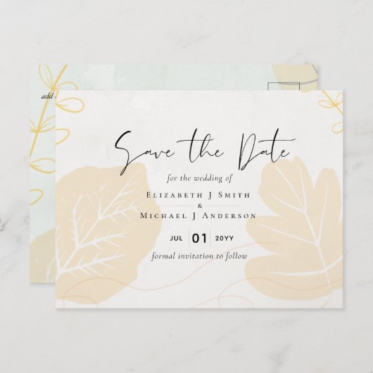 Scandinavische Japandi Moderne Abstracte Trouw Briefkaart (Voorkant / Achterkant)