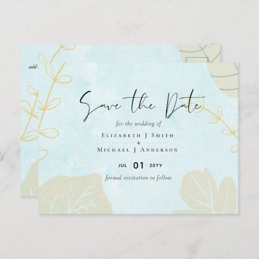 Scandinavische Japandi Moderne Abstracte Trouw Briefkaart (Voorkant / Achterkant)