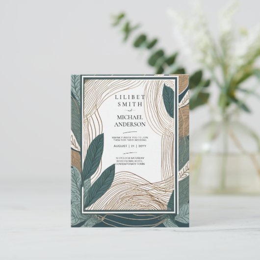 Scandinavische Japandi Trouw Abstract Groen Groenb Kaart (Staand voorkant)