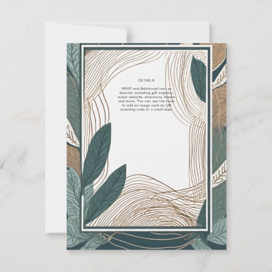 Scandinavische Japandi Trouw Abstract Groen Groenb Kaart (Achterkant)