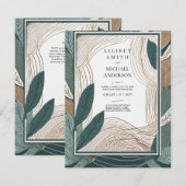 Scandinavische Japandi Trouw Abstract Groen Groenb Kaart (Voorkant / Achterkant)