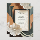 Scandinavische Japandi Trouw Abstract Teal Bruin Kaart (Voorkant / Achterkant)