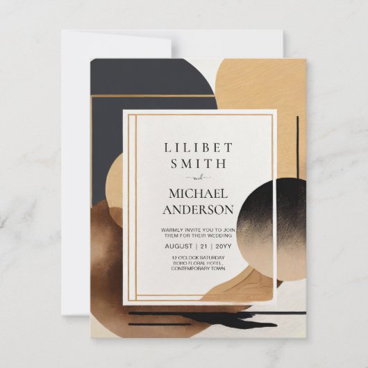 Scandinavische Japandi Trouwthema Aardtinten Kaart (Voorkant)