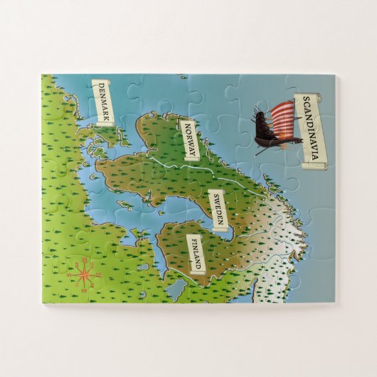 Scandinavische kaart legpuzzel (Horizontaal)