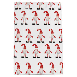 Scandinavische Kabouter Rood Wit Grijs Kerst Patro Medium Cadeauzakje