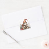Scandinavische kabouters rood en vriend kerst vierkante sticker (Envelop)