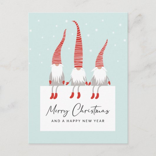 Scandinavische kabouters wensen u een vrolijk kers briefkaart (Voorkant)