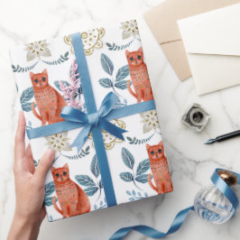 Scandinavische kat en caleidoscoop patroon cadeaupapier