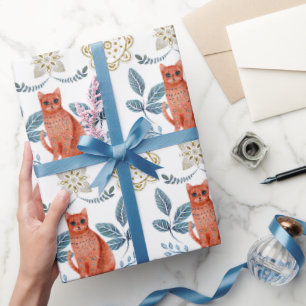 Scandinavische kat en caleidoscoop patroon cadeaupapier