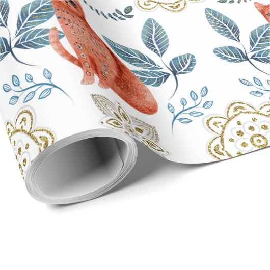 Scandinavische kat en caleidoscoop patroon cadeaupapier (Rol Hoek)