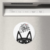 Scandinavische kat laat zwart en wit knuffelen magneet (Insitu (Vaatwasser))