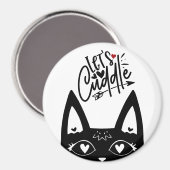 Scandinavische kat laat zwart en wit knuffelen magneet (Voorkant / Achterkant)