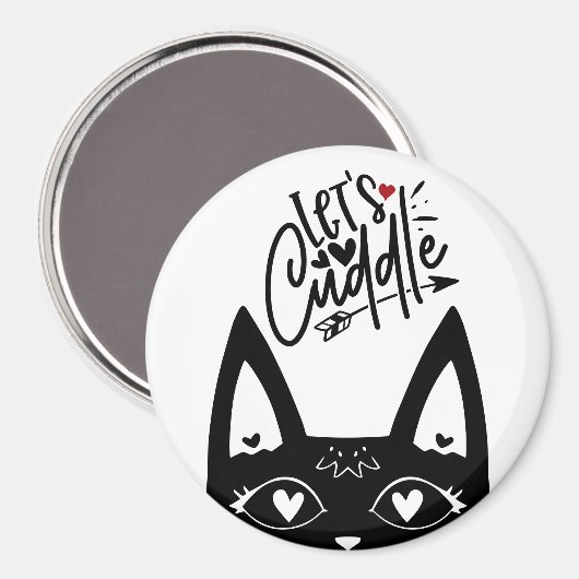 Scandinavische kat laat zwart en wit knuffelen magneet (Voorkant / Achterkant)