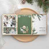 Scandinavische kerst alles in één QR-code bruiloft Drieluik Uitnodiging