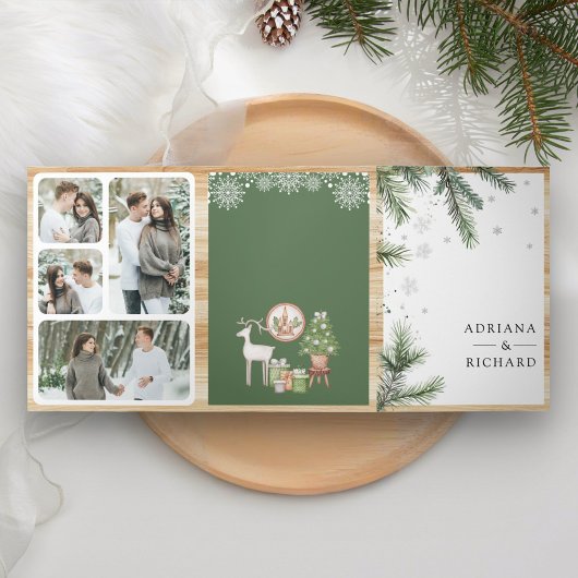 Scandinavische kerst alles in één QR-code bruiloft Drieluik Uitnodiging