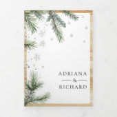 Scandinavische kerst alles in één QR-code bruiloft Drieluik Uitnodiging (Cover)