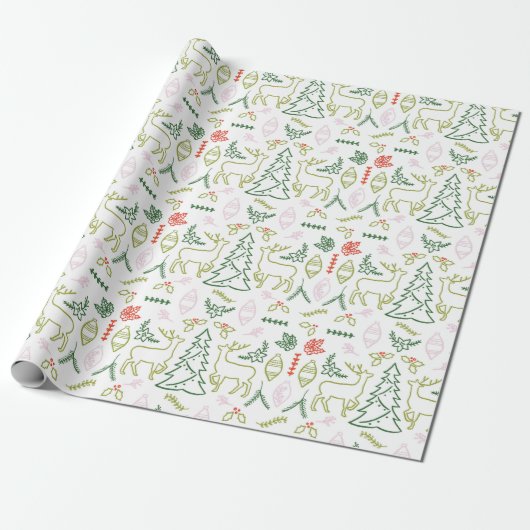 Scandinavische kerst cadeaupapier (Uitgerold)