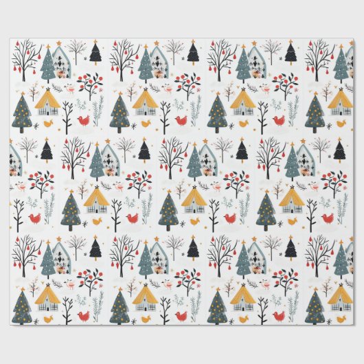 Scandinavische kerst cadeaupapier (Vlak)