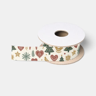 Scandinavische Kerst Folk Art Noordse Patroon Satijnen Lint