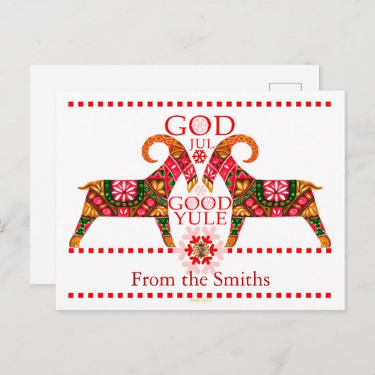 Scandinavische kerst God jul Greetings Feestdagenkaart (Voorkant / Achterkant)