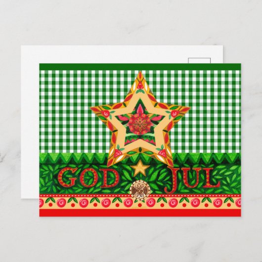 Scandinavische kerst God jul Greetings Feestdagenkaart (Voorkant / Achterkant)