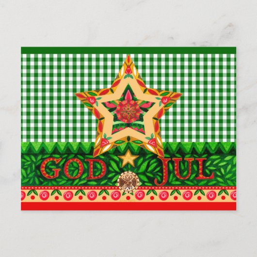 Scandinavische kerst God jul Greetings Feestdagenkaart (Voorkant)