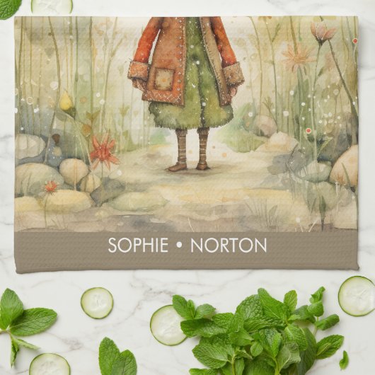 Scandinavische kerst herfst kabouter theedoek (Gevouwen)