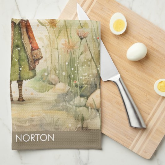 Scandinavische kerst herfst kabouter theedoek (Quarter Fold)