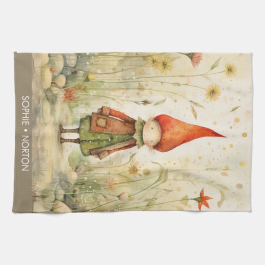 Scandinavische kerst herfst kabouter theedoek (Horizontaal)