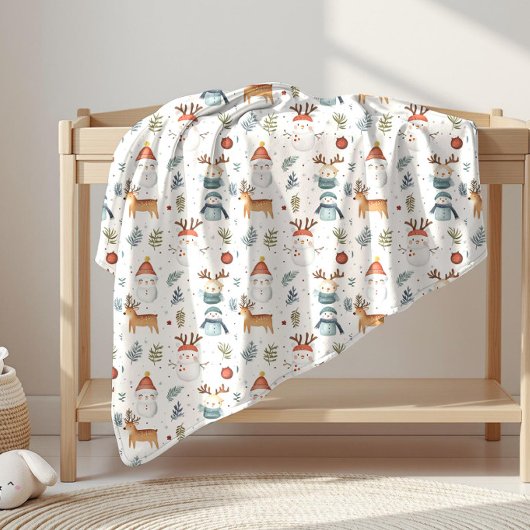 Scandinavische Kerst – Nordic Winter Snowman Fleece Deken